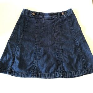 Ann Taylor Petites Denim Mini Skirt A-Line Flare Women’s 4P Double Buttons Y2K